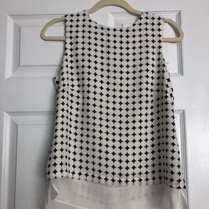 Rose and olive black and off white top XS
